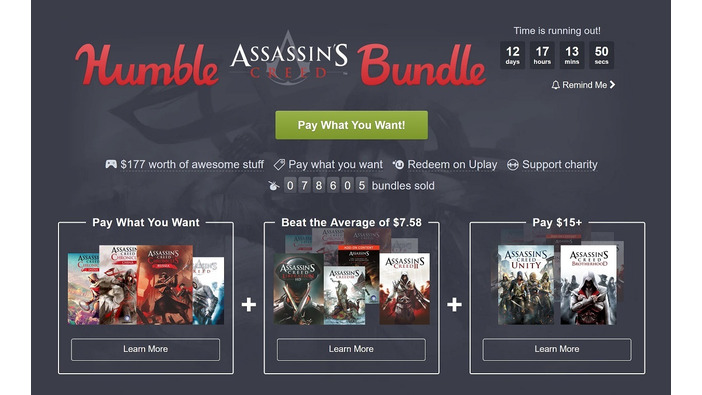 「Humble Assassin's Creed Bundle」販売中―9タイトルが15ドルで購入可能