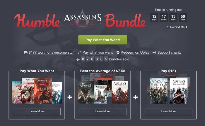 「Humble Assassin's Creed Bundle」販売中―9タイトルが15ドルで購入可能