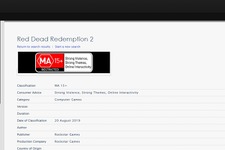 PC版『レッド・デッド・リデンプション2』と見られる登録情報が豪レーティング機関で確認される 画像