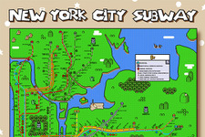 とってもキュートな『スーパーマリオワールド』16bit風、ニューヨーク地下鉄マップ 画像
