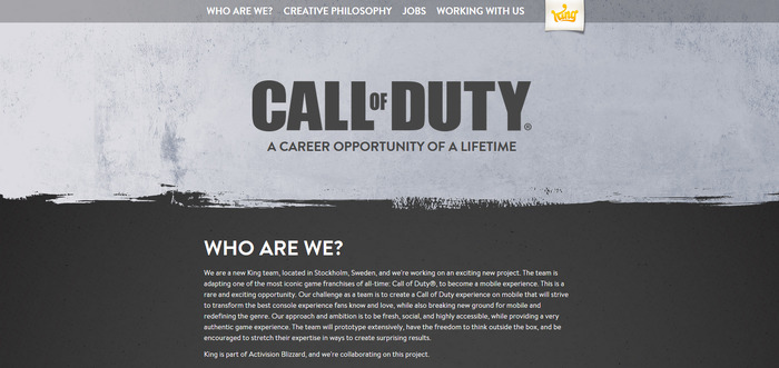 『キャンディークラッシュ』のKingが『Call of Duty』のモバイル向け新作を開発中