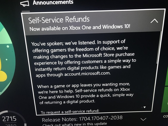 DL販売版Xbox One/Win10タイトルの返金サービスが準備中か