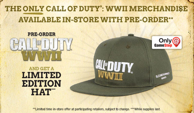 海外小売店GameStopの『Call of Duty: WWII Pro Edition』予約特典に特製キャップ収録