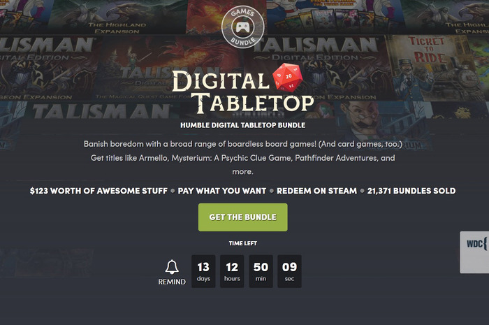 テーブルトップゲーム作品が多数登場「Humble Digital Tabletop Bundle」開催！